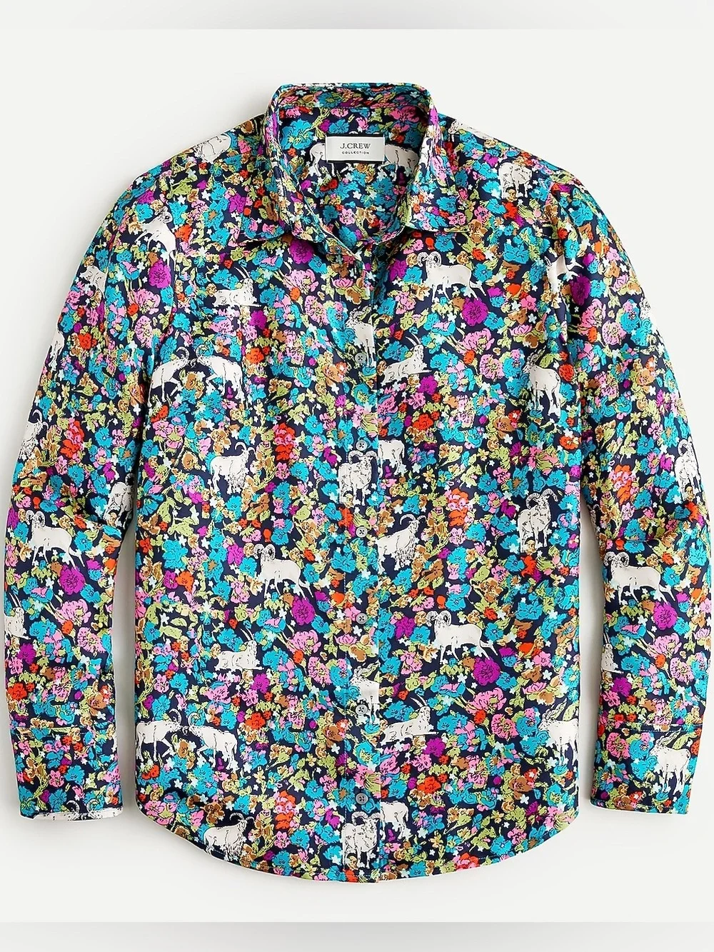 J. Crew Collection silk twill shirt in grazing goats print 8